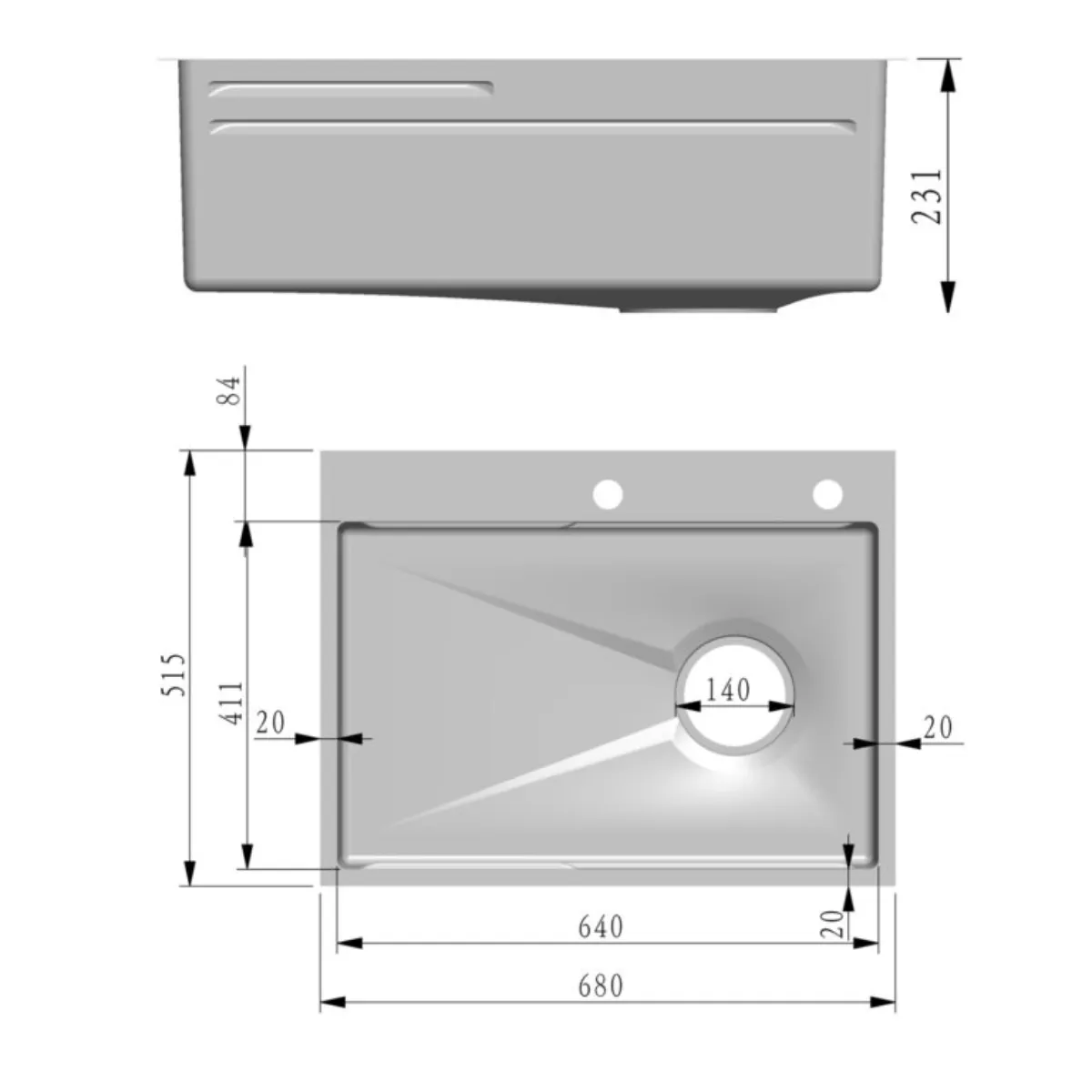 Fidelis FSD-31033NL Embossed Stainless Steel Sink - view 3